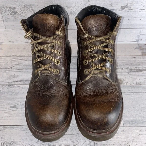 Dr. Martens Boots Mens 8 Brown Leather Distressed 90s Vintage Made England 8284